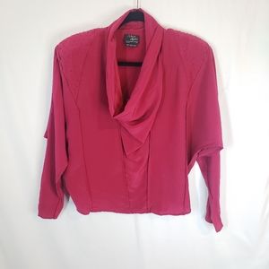 Mark Allen Vintage silk blouse cowl neck dolman L